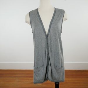J Jill Sleeveless Stripe Boyfriend Cardigan Duster